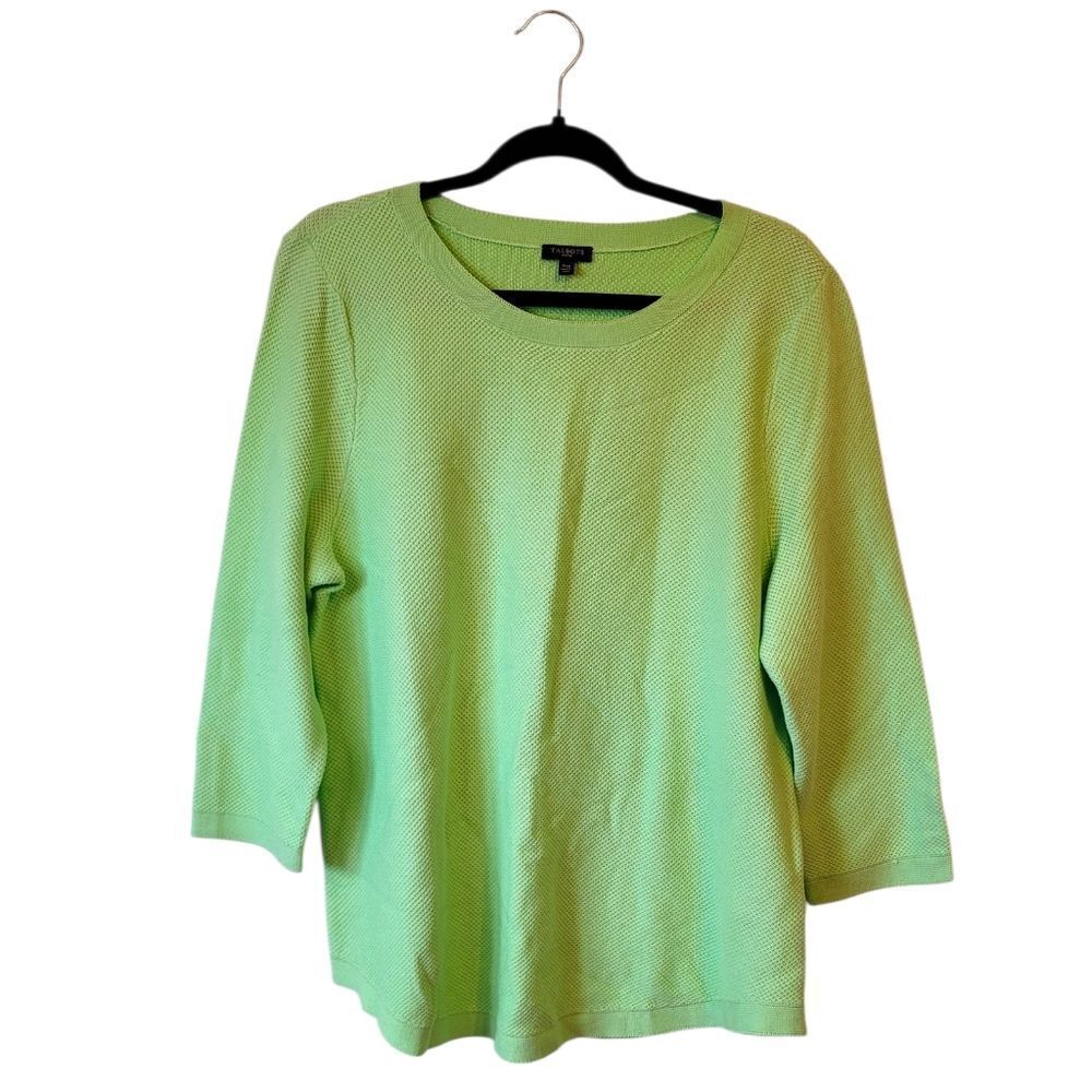 Talbots Lime Green Knit Cotton Blend Sweater Women's Size XLP